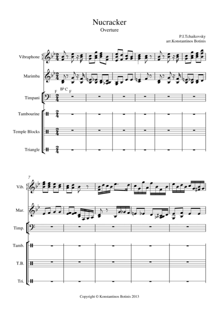 P.I.Tchaikovsky Nutcracker Overture for percussion quartet (arr. Konstantinos Botinis)