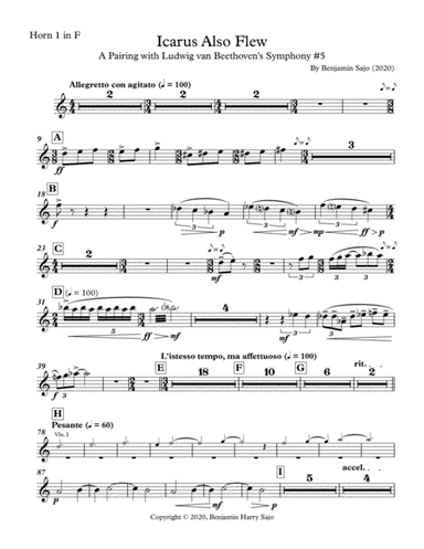 Icarus Also Flew: A Pairing with Beethoven's Symphony #5 - Horn 1 in F