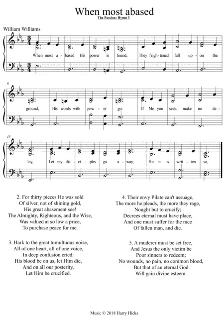 When most abased. (Passion 3). A new tune to William Williams' cycle of passion hymns.