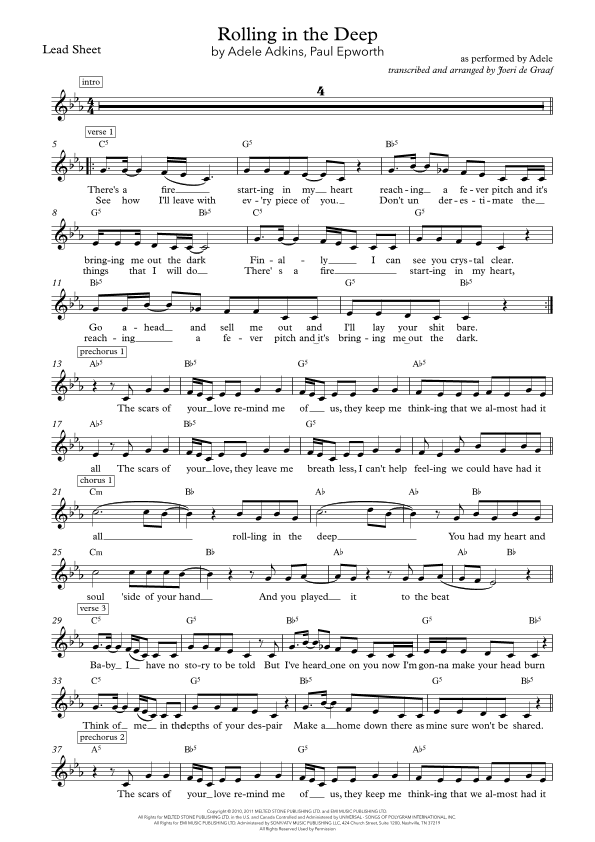 Rolling In The Deep (arr. Joeri de Graaf)
