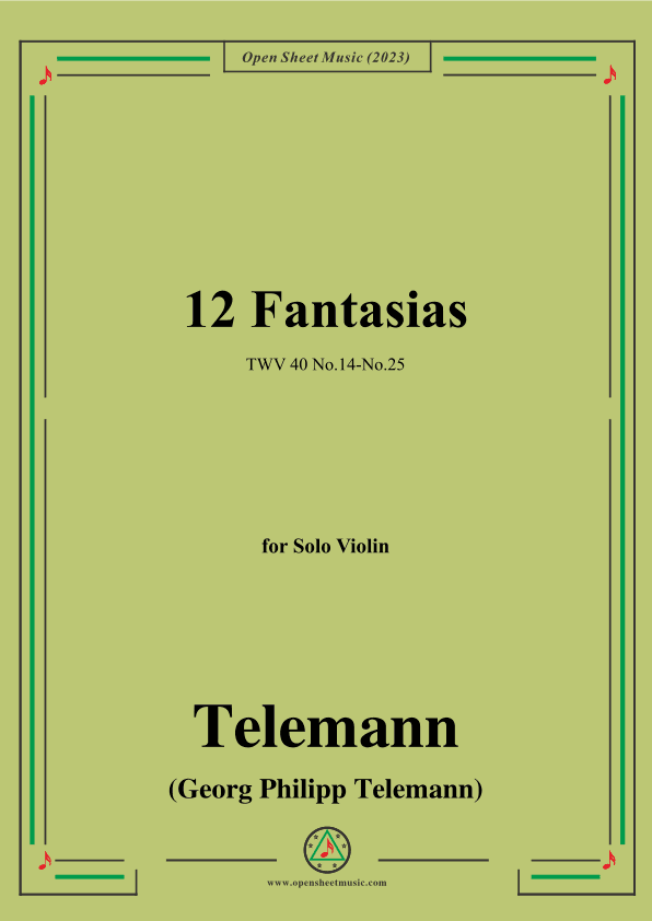 Telemann-12 Fantasias,TWV 40 No.14-No.25,for Violin (arr. OSM Press)