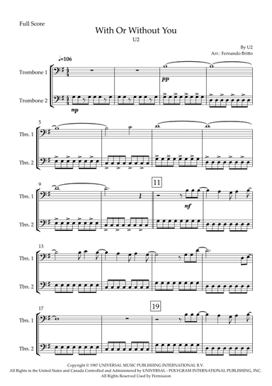 With Or Without You (arr. Fabio Britto)
