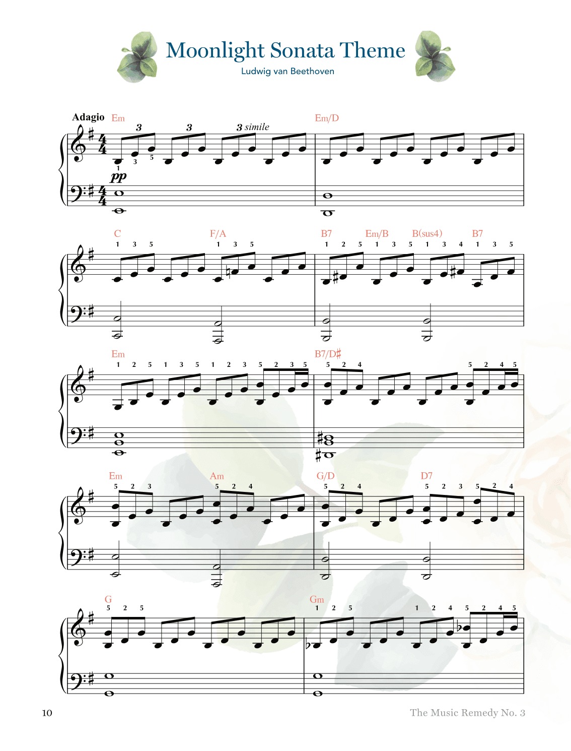 Moonlight Sonata (Easier to Play) (arr. Gaili Schoen for UpperHandsPiano.com)