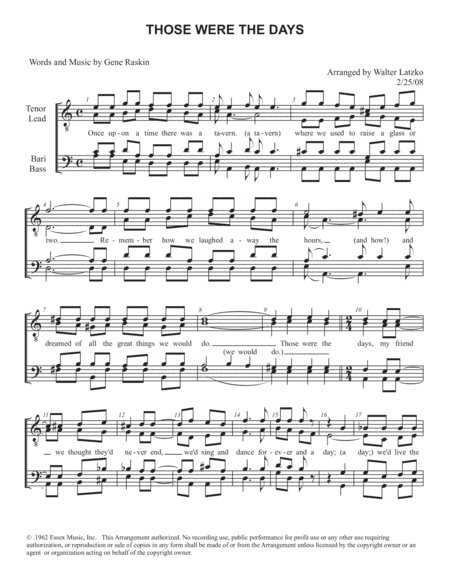 Those Were The Days (arr. Walter Latzko)