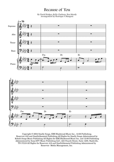 Because Of You (arr. Henrique F Mangoni)