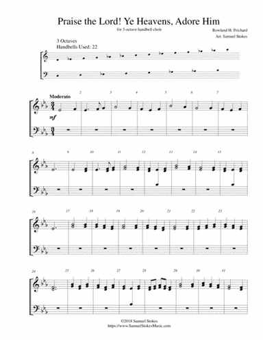 Praise the Lord! Ye Heavens, Adore Him - for 3-octave handbell choir (arr. Samuel Stokes)