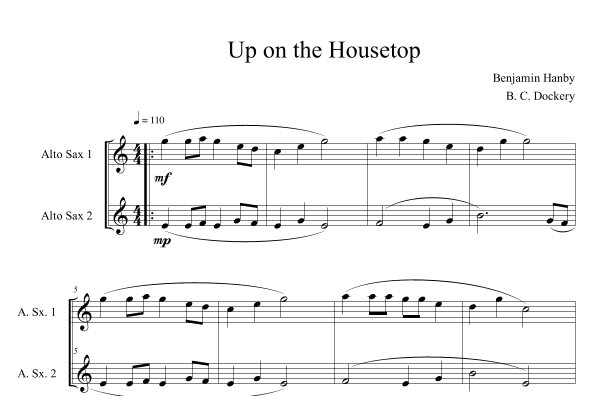 Up on the Housetop (Alto Sax Duet) (arr. B. C. Dockery)