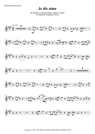 Je Dis Aime (arr. Stephane ELSINY)