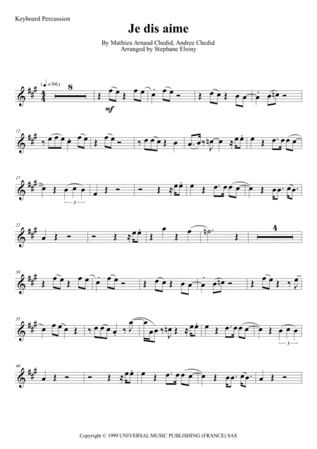 Je Dis Aime (arr. Stephane ELSINY)