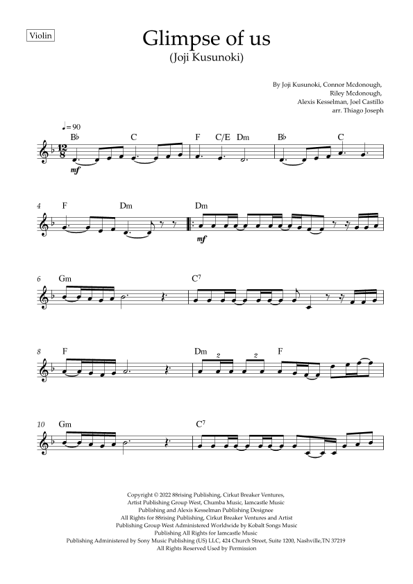 Glimpse Of Us (arr. Thiago Joseph)