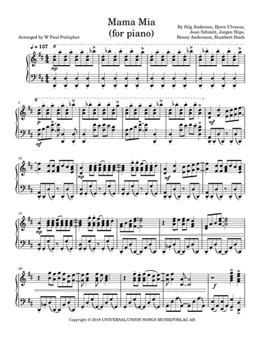 Mama Mia (arr. W Paul Pulsipher)