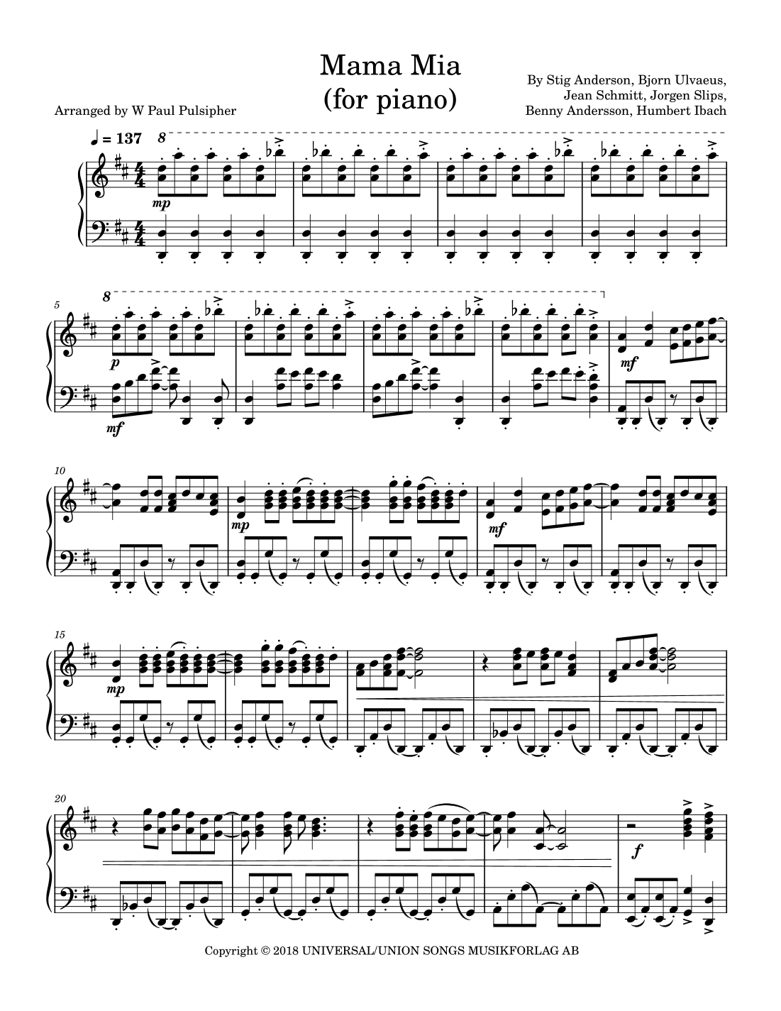 Mama Mia (arr. W Paul Pulsipher)