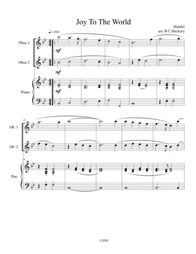 Joy to the World (oboe duet) with optional piano accompaniment (arr. B C Dockery)
