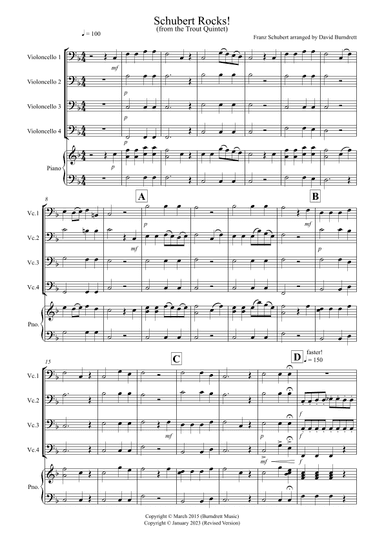 Schubert Rocks! for Cello Quartet (arr. David Burndrett)