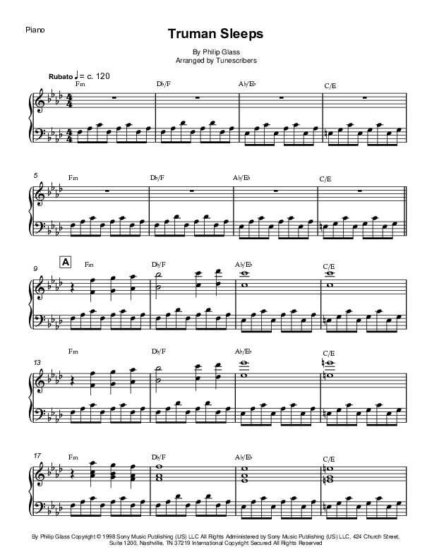 Truman Sleeps (arr. Tunescribers)