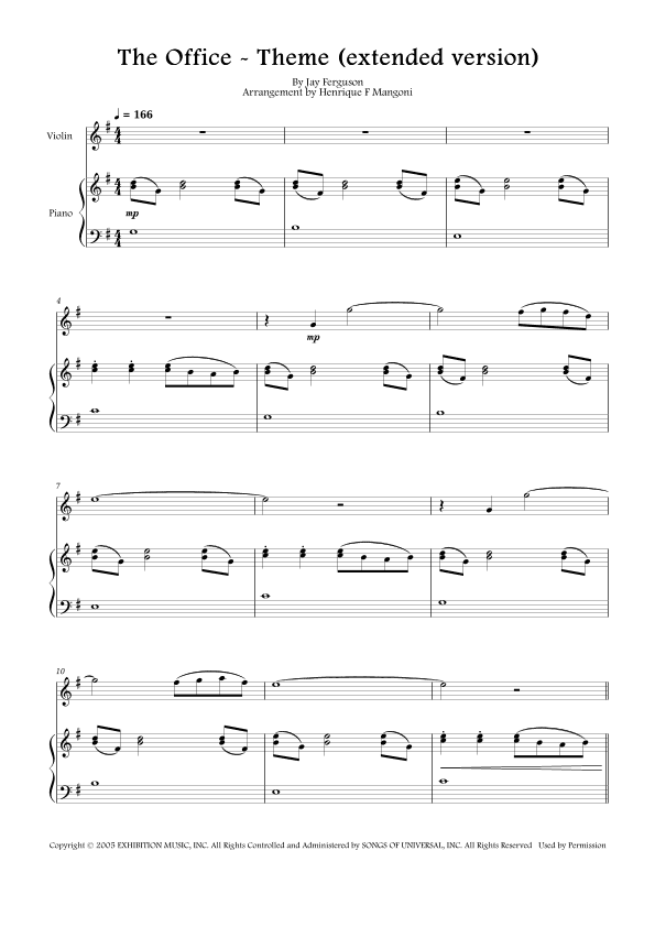 The Office - Theme (arr. Henrique F Mangoni)