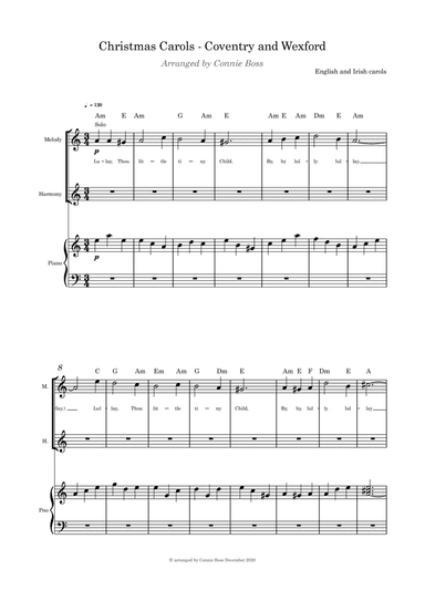 Christmas Carols - Coventry and Wexford - duet and Piano (arr. Connie Boss)