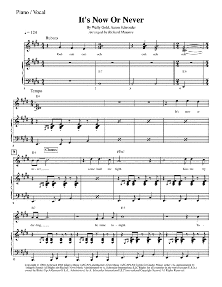 It's Now Or Never (arr. Richard Maslove)