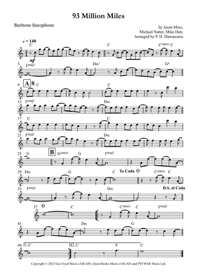 93 Million Miles (arr. P.H. Damasceno)