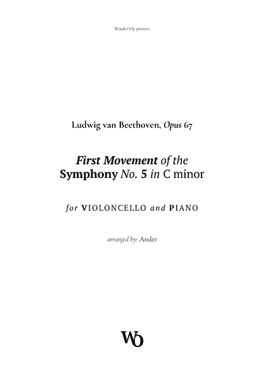 Symphony No. 5 by Beethoven for Cello and Piano (arr. Ander)