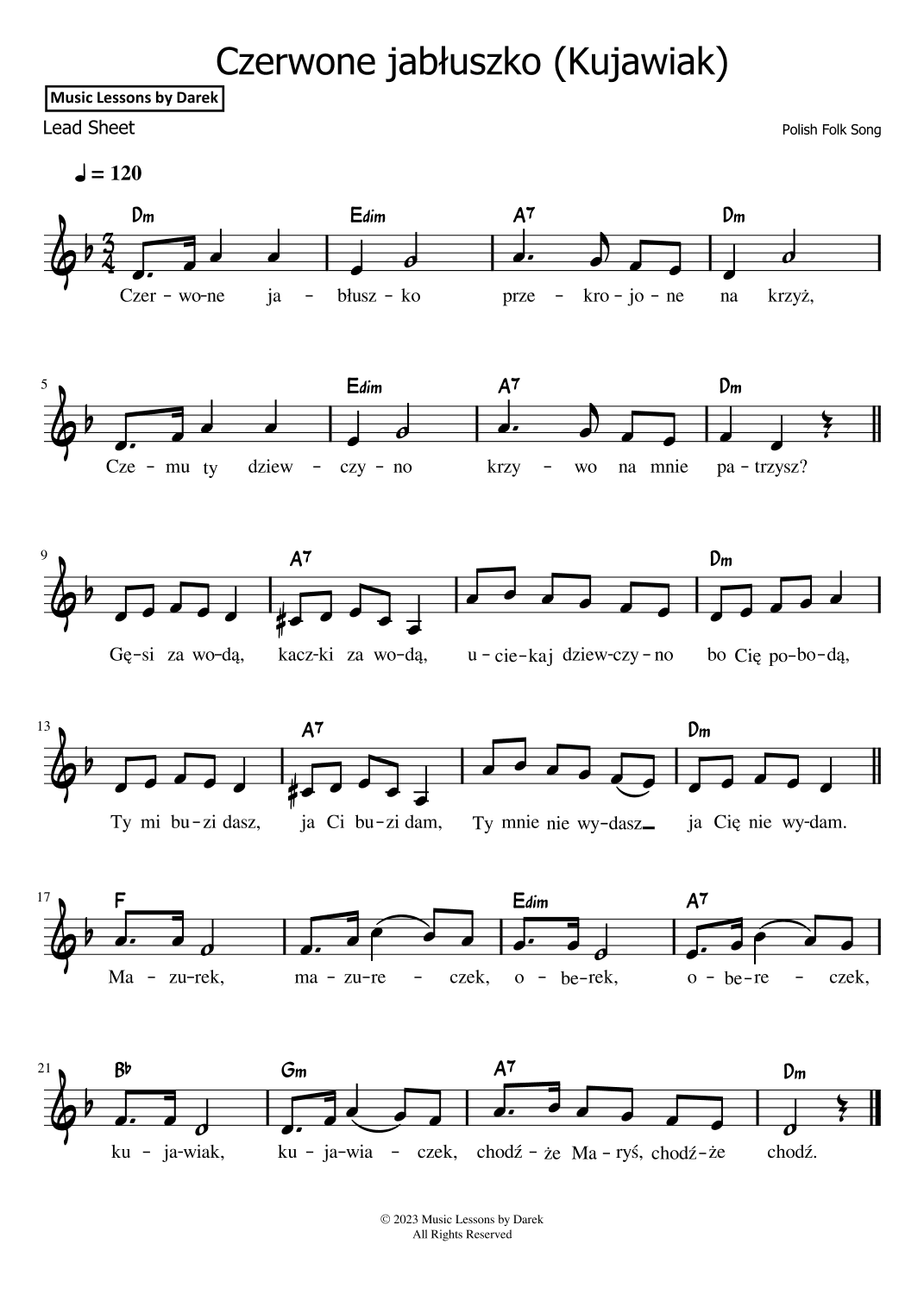 Czerwone jabluszko (Red Apple) | Kujawiak [LEAD SHEET] (arr. Darek)