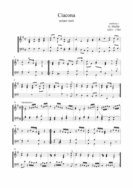 CIACONA - Muffat - For Organ 2 staff (arr. Marcello Meneguzzo)