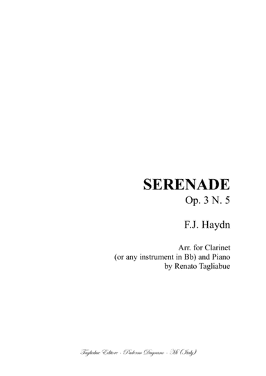 SERENADE Op. 3 N. 5 - F.J. Haydn - Arr. for Clarinet in Bb and Piano (arr. Renato Tagliabue)