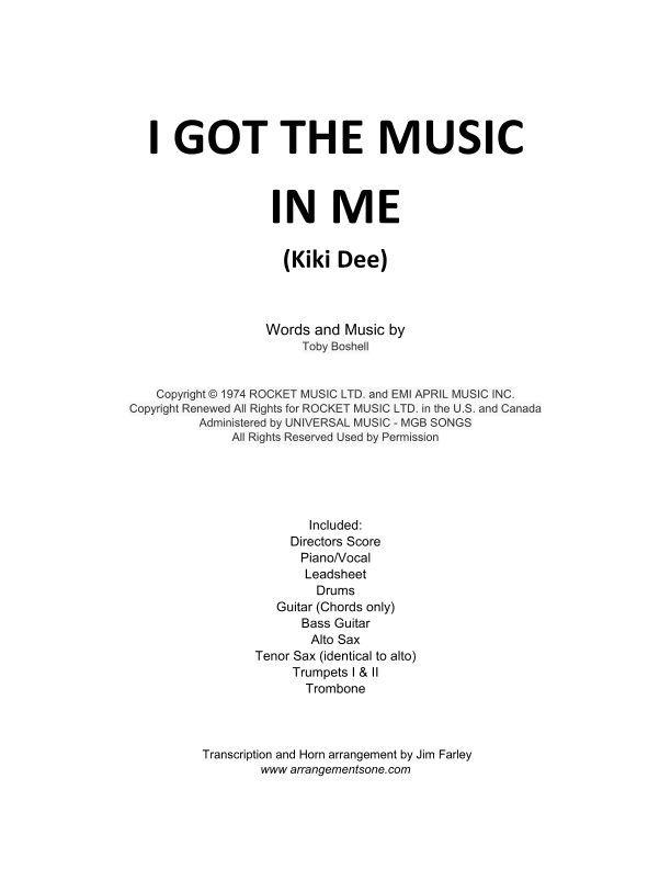 I Got The Music In Me - Score Only (arr. Jim Farley)