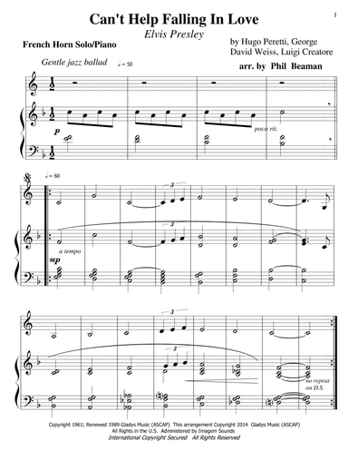 Can't Help Falling In Love (arr. Phil Beaman)