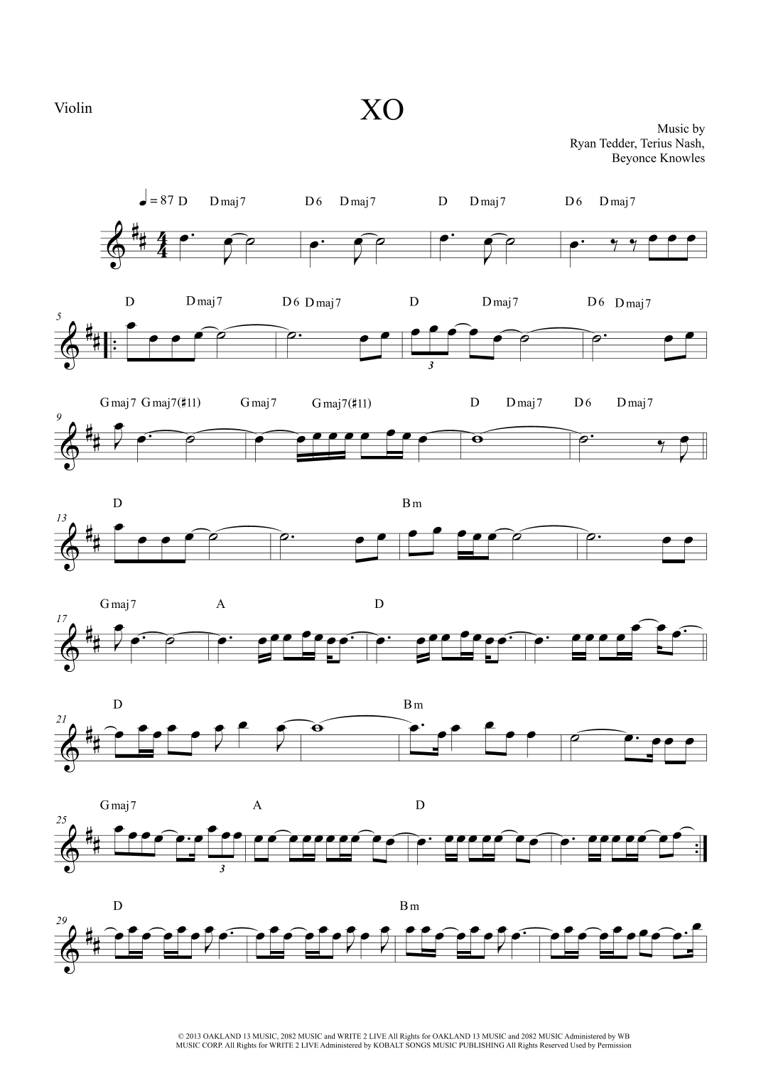 Xo (arr. The Sheet Music Library)
