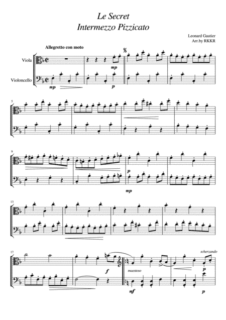 Le secret (Duet for Vla and Vc) (arr. RKKR)