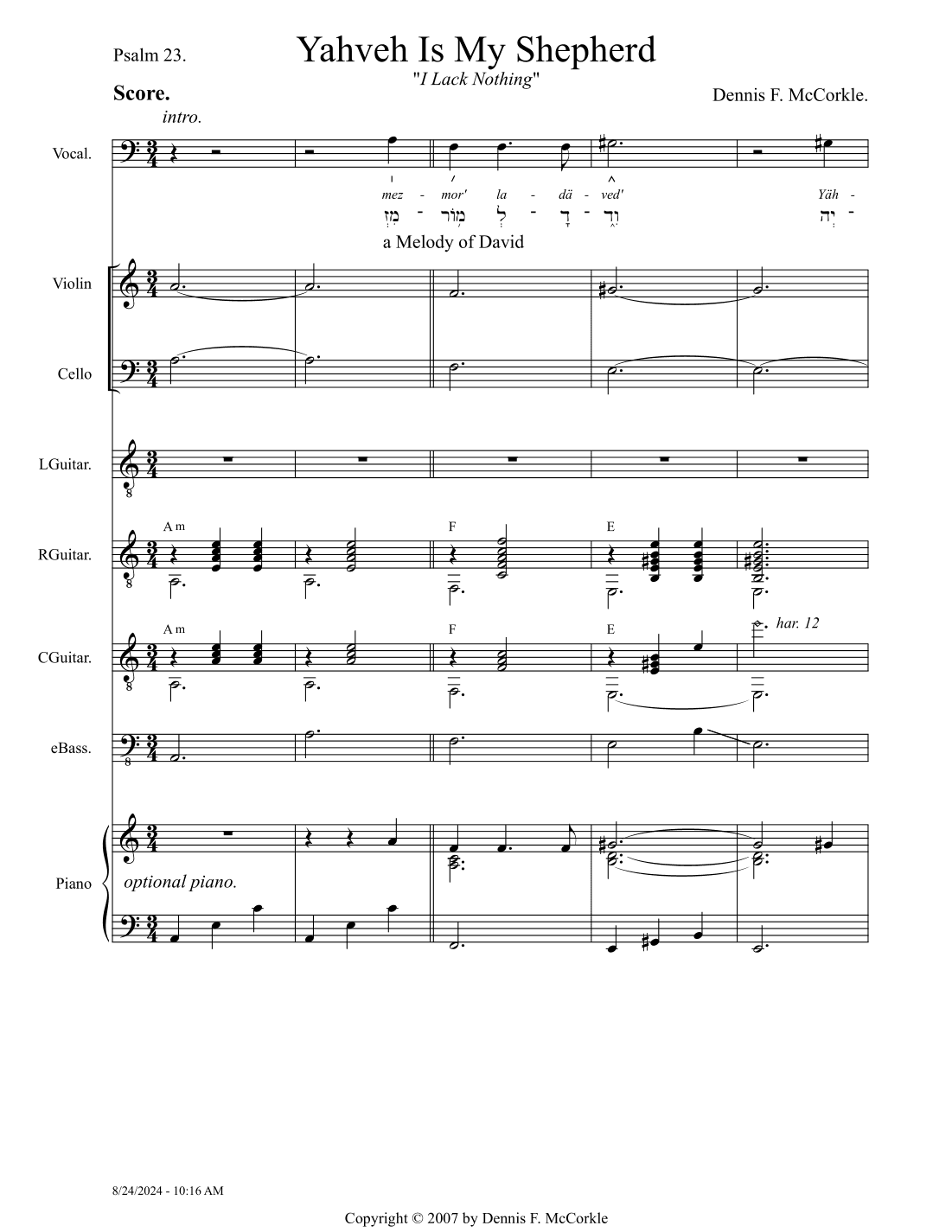 Psalm 23 - Score Only