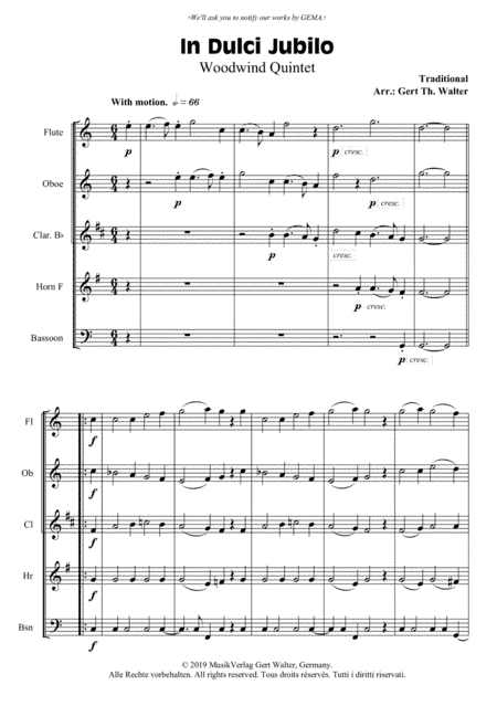 In Dulci Jubilo (arr. Gert Th. Walter)