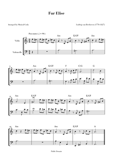 Fur Elise - Violin & Violoncello (arr. Musical Coda)