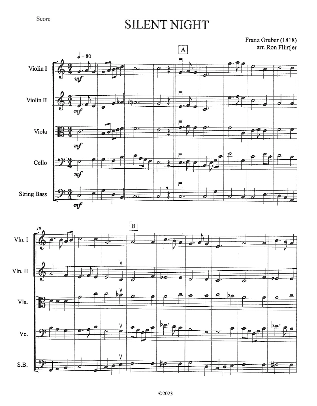 Silent Night (arr. Ron Flintjer)