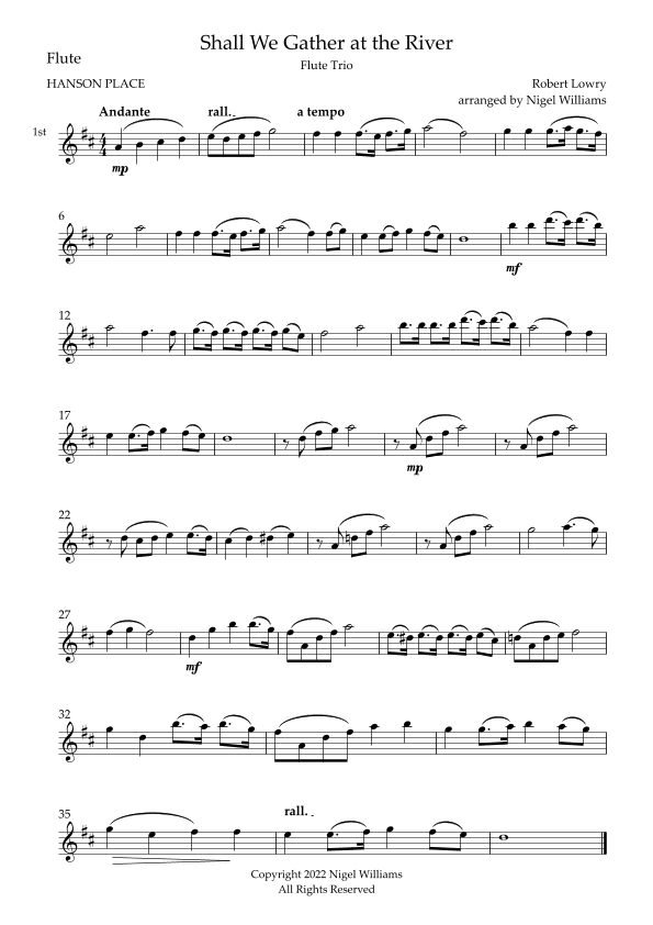 Shall We Gather at the River, for Flute Trio (arr. Nigel Williams)