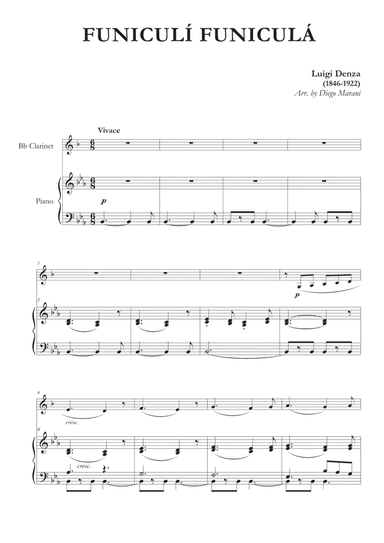 Funiculì Funiculà for Clarinet and Piano (arr. Diego Marani)