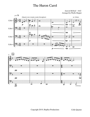 Huron Carol - Cello Quartet (arr. Phyllis Hopper)