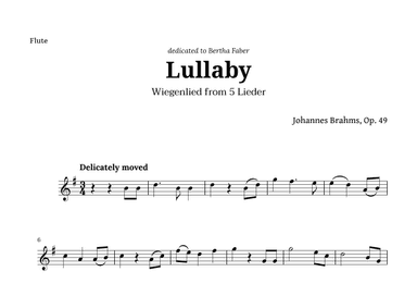 Wiegenlied (lullaby) by Brahms for Flute (arr. Langanho)