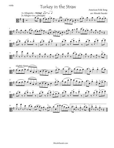 Turkey in the Straw for viola solo (arr. Hitoshi Suzuki)