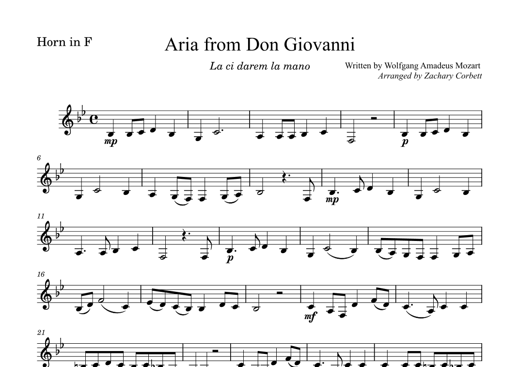 Aria from Don Giovanni (arr. Zachary Corbett)