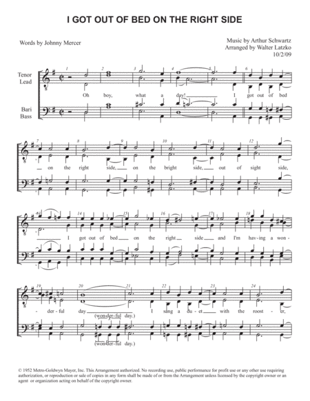 I Got Out Of Bed On The Right Side (arr. Walter Latzko)