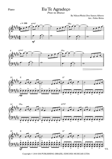 Eu Te Agradeco (arr. Fabio Britto)
