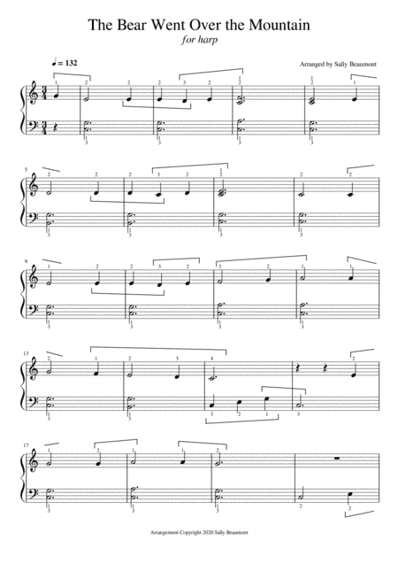 The Bear Went Over the Mountain - Childrens Song for Beginner Harp (arr. Sally Beaumont)