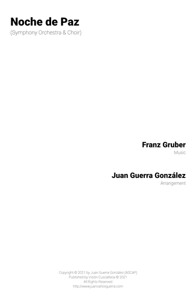 Noche de Paz - Score Only (arr. Juan Carlos Guerra González)