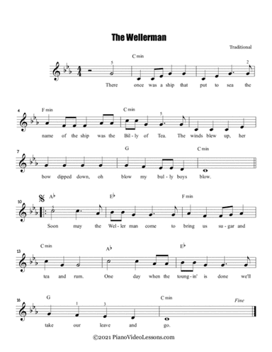 The Wellerman - A Sea Shanty - Lead Sheet, Original Key (arr. PianoVideoLessons.com)