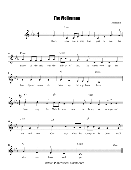 The Wellerman - A Sea Shanty - Lead Sheet, Original Key (arr. PianoVideoLessons.com)