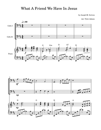 What A Friend We Have In Jesus (Cello Duet and Piano) (arr. Tyler Adams)
