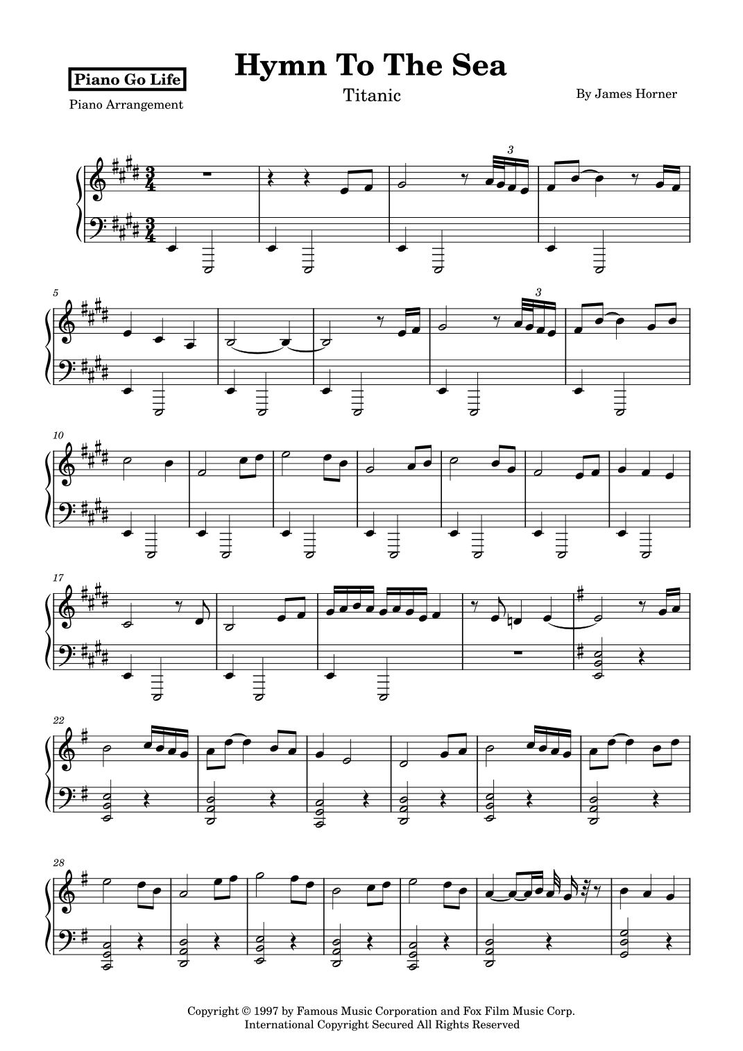 Hymn To The Sea (arr. Piano Go Life)