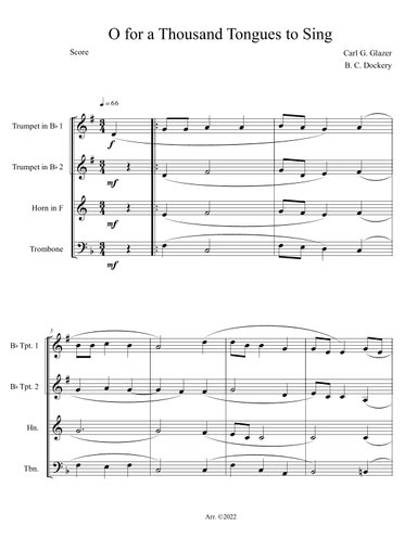 O for a Thousand Tongues to Sing (Brass Quartet) (arr. B. C. Dockery)